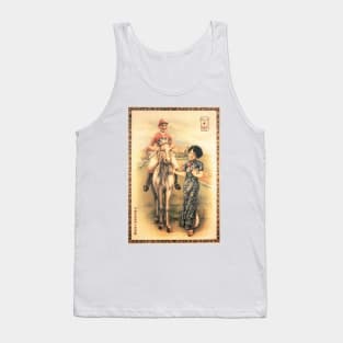 Woman and Jockey Weekend Horse Racing Cigarettes Cigars Tobacco Vintage Advertisement Tank Top